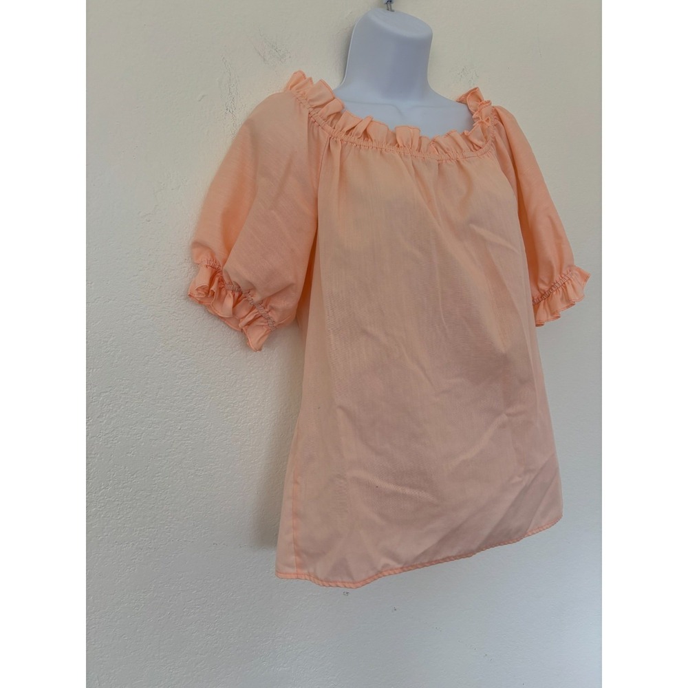 Vtg Square Dance blouse Bettye Small Peach Puff Sleeves Coquette Ballet Prairie - Picture 2 of 16